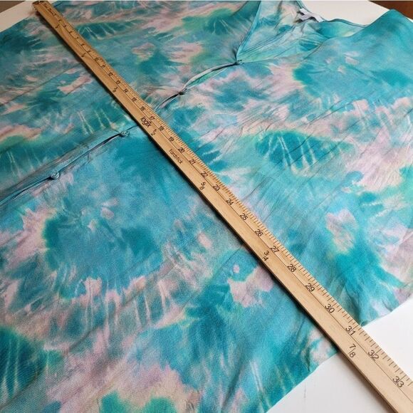 JOHNNY WAS CALME BLUE GREEN RESORT CAFTAN KIMONO DRESS SMALL MEDIUM S M L large - Picture 3 of 3